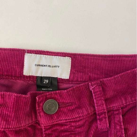 Current/Elliot || Corduroy Crop Flare Pants Magenta Fuchsia Pink 29 - Picture 2 of 10